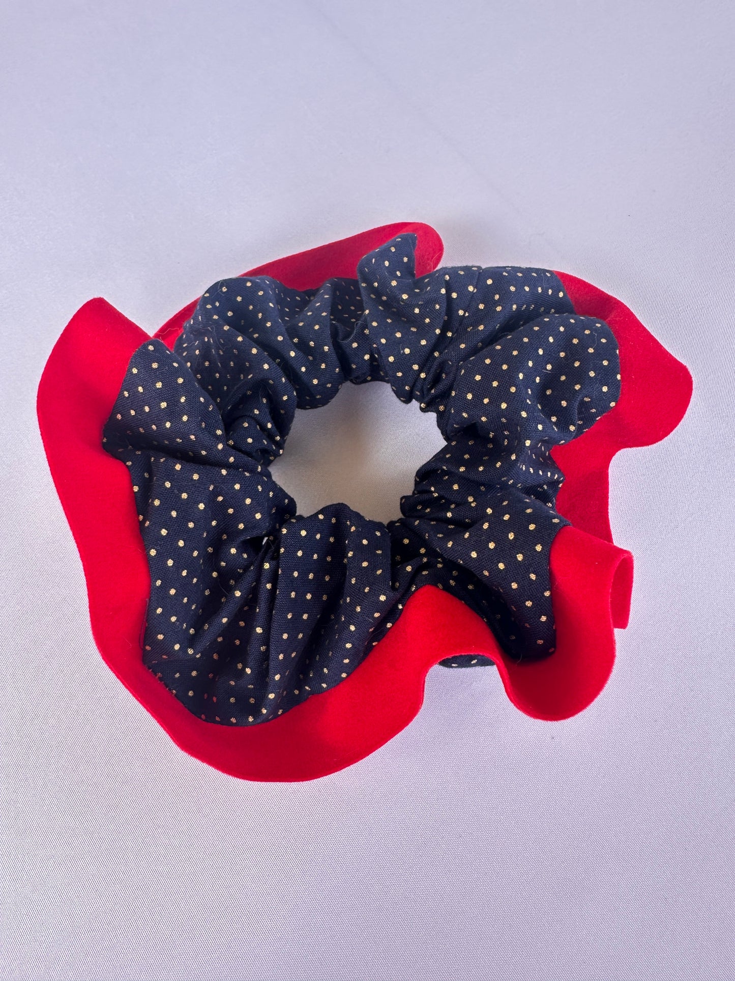 Scrunchie in Cotone a Pois con bordo in velluto