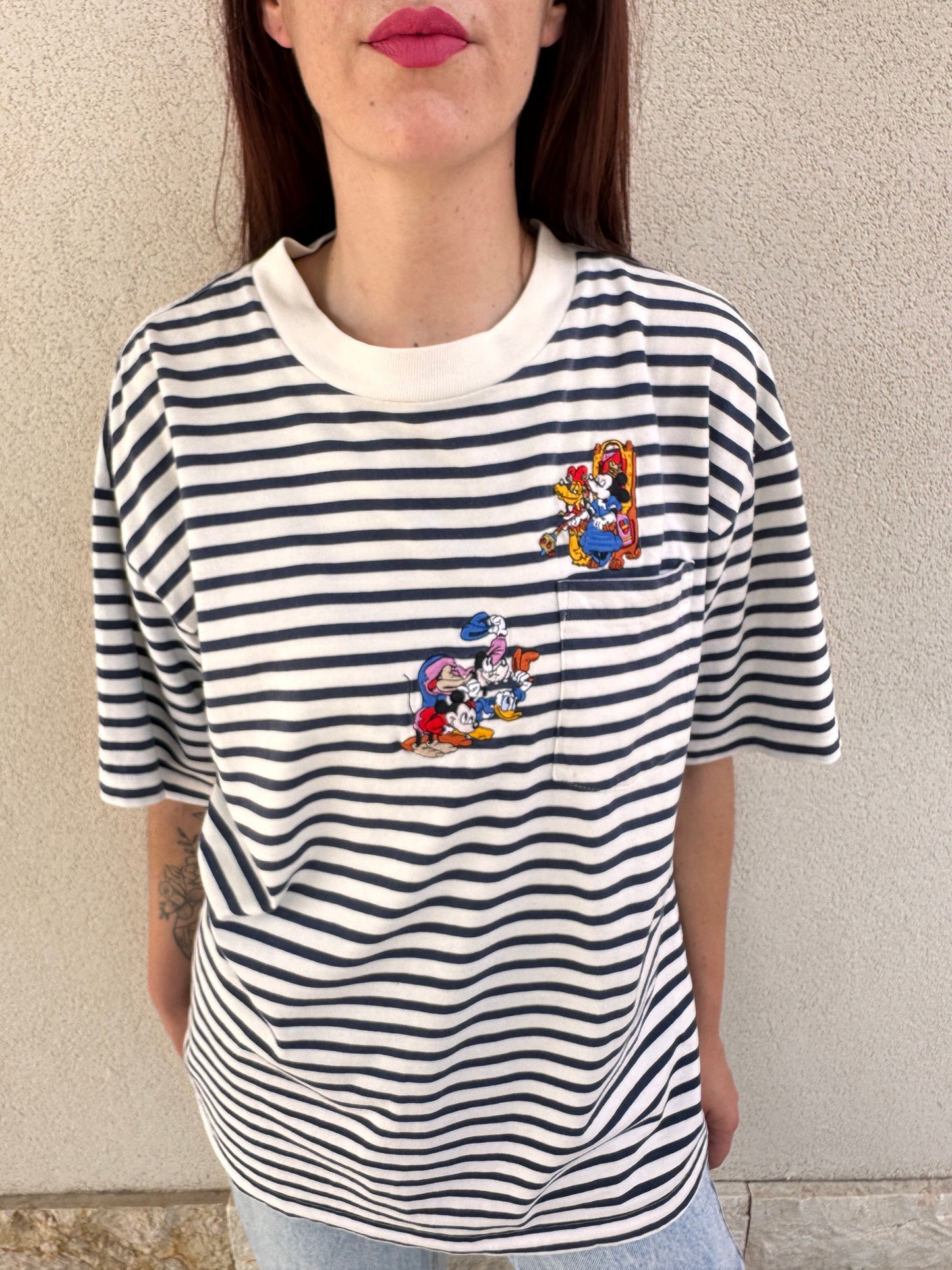 T-shirt a righe con Taschino "Il Principe e il Povero"