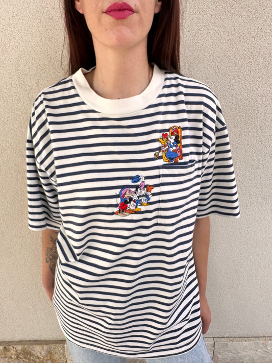 T-shirt a righe con Taschino "Il Principe e il Povero"