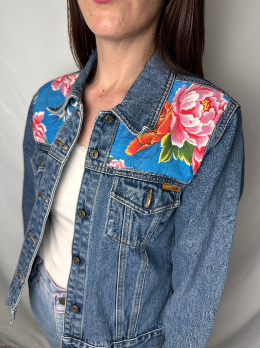 Peacock Garden – Upcycled Denim Jacket