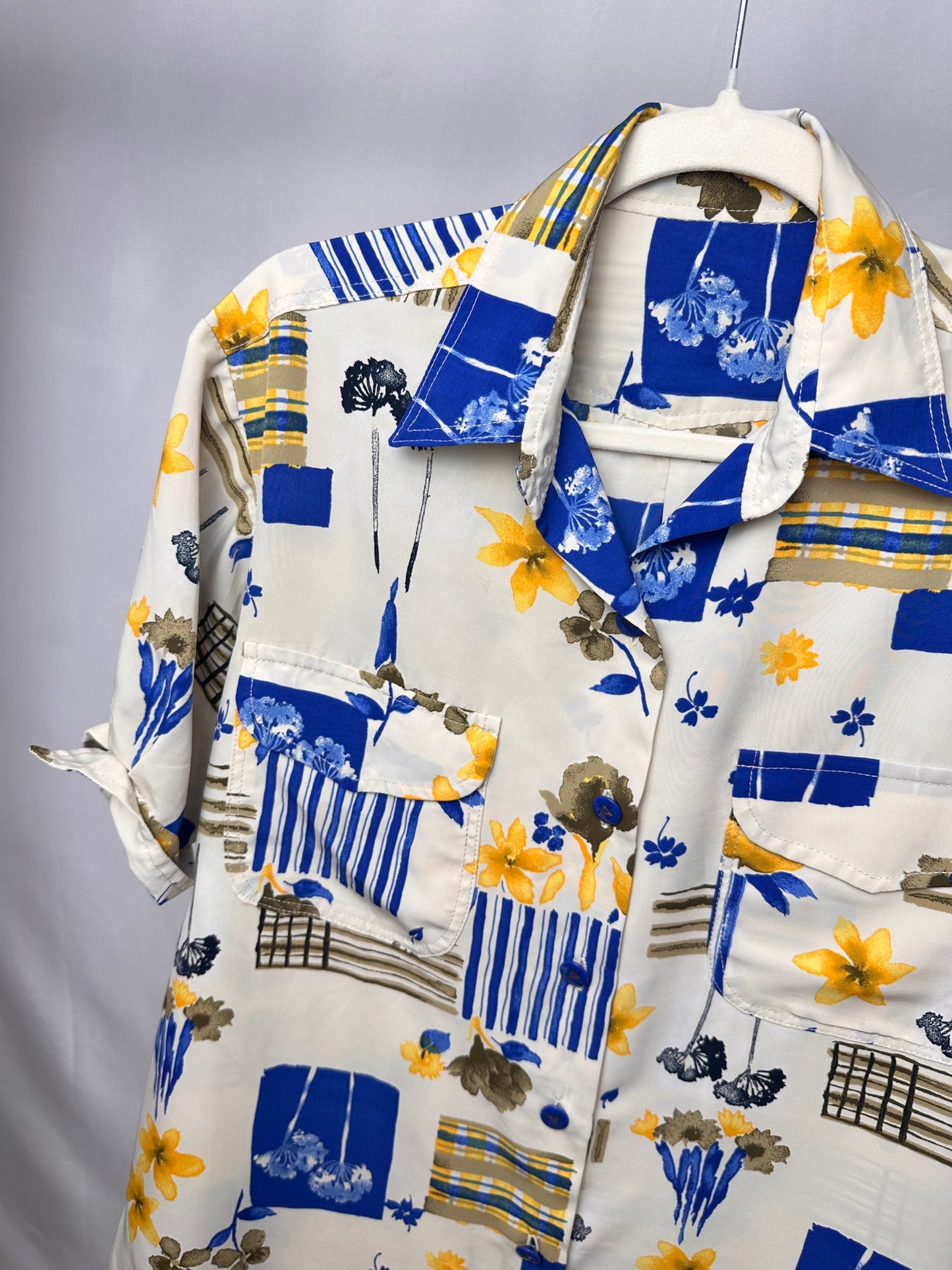 Camicia Vintage a Fantasia Floreale e Geometrica