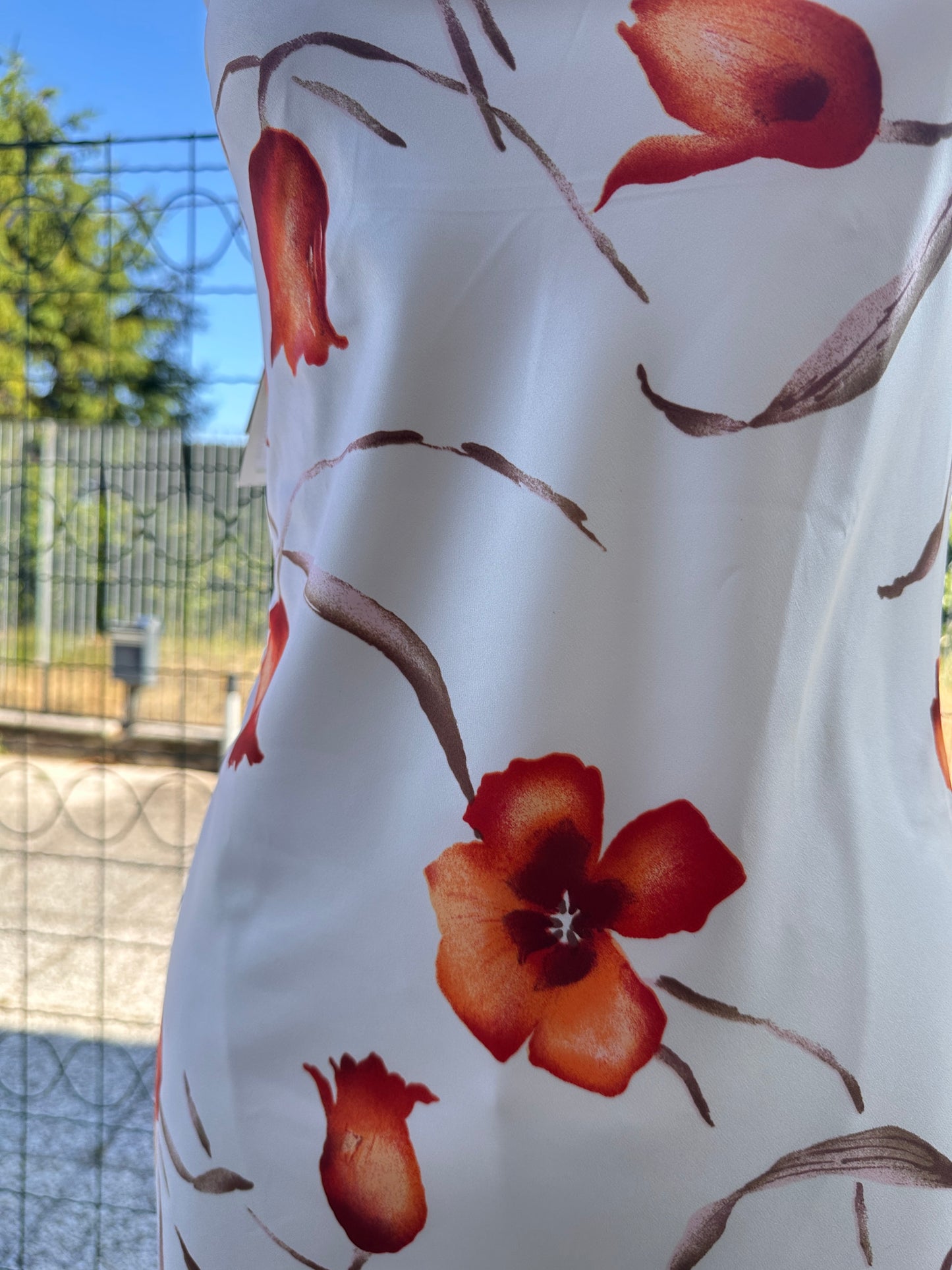 Slip dress midi a stampa floreale arancio⁠