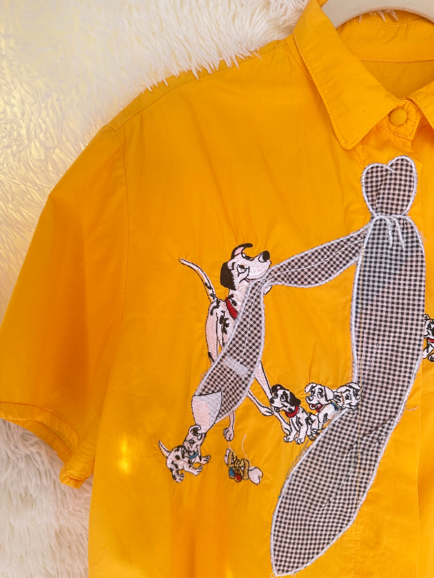 Camicia Vintage Disney 101 Dalmata gialla Patch Check