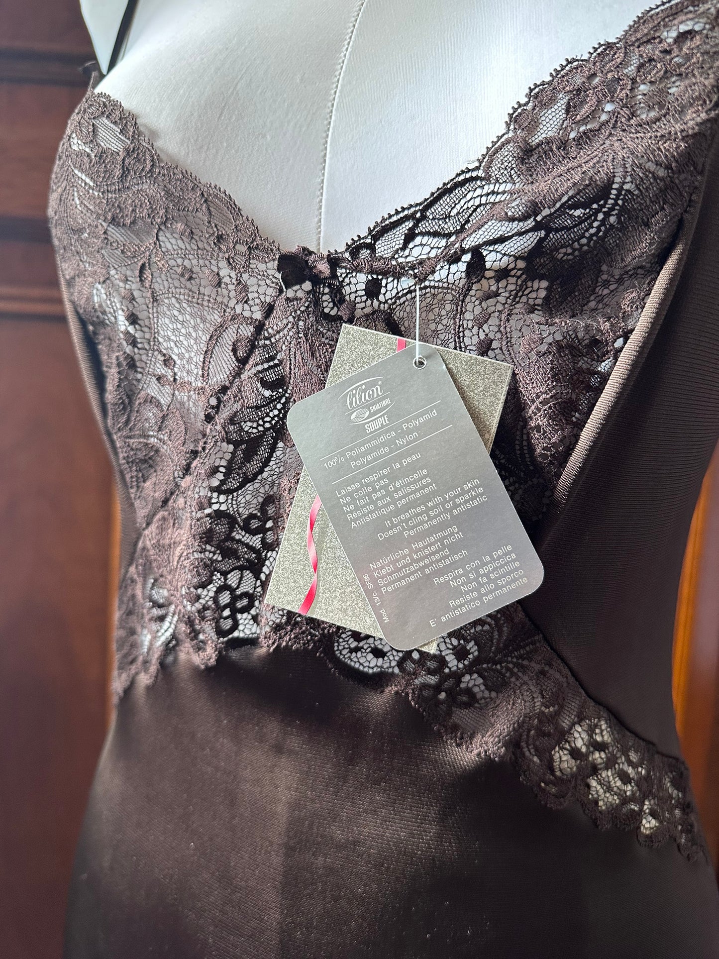 chocolate slip dress pizzo