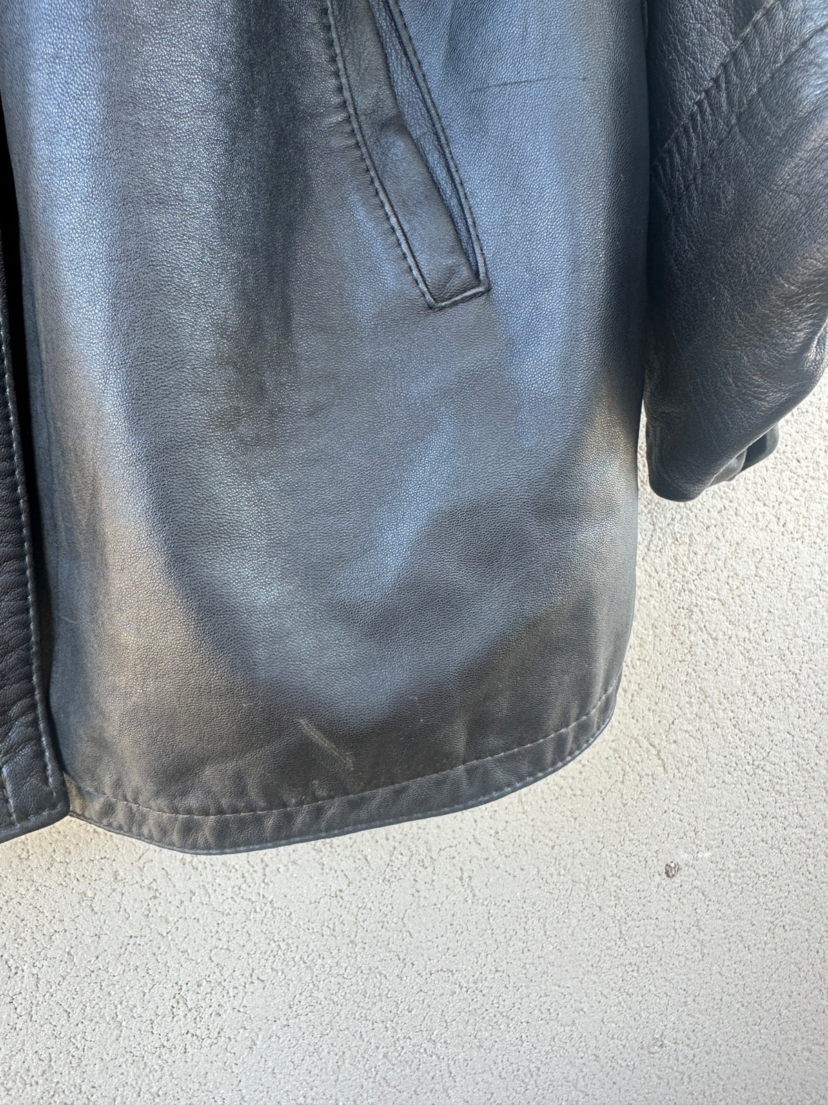 Giacca in pelle con collo alla coreana