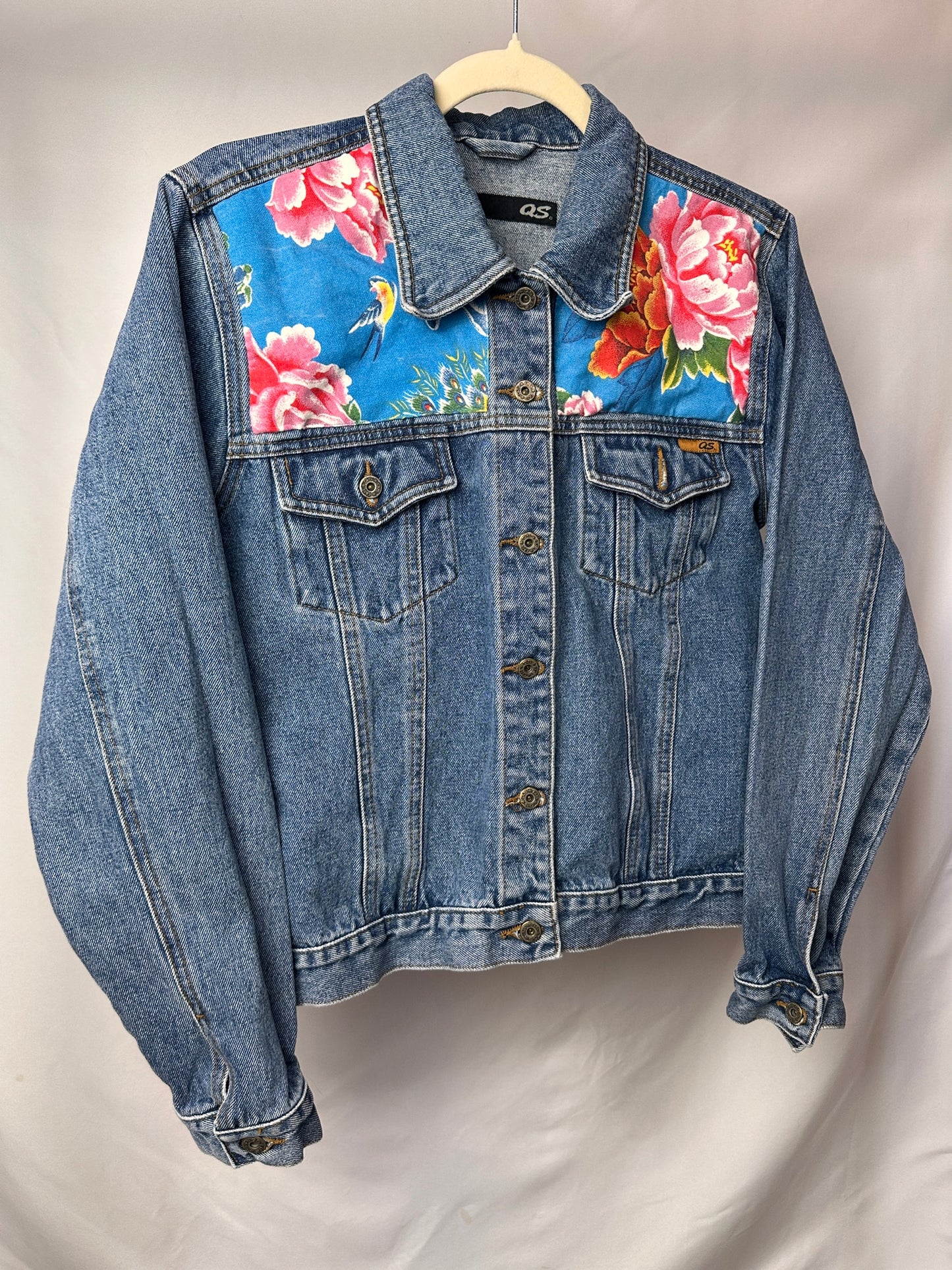 Peacock Garden – Upcycled Denim Jacket