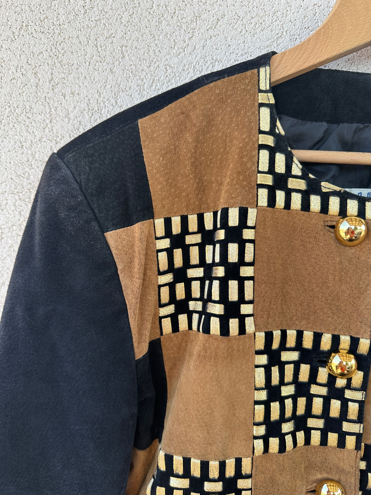 Giacca patchwork in camoscio