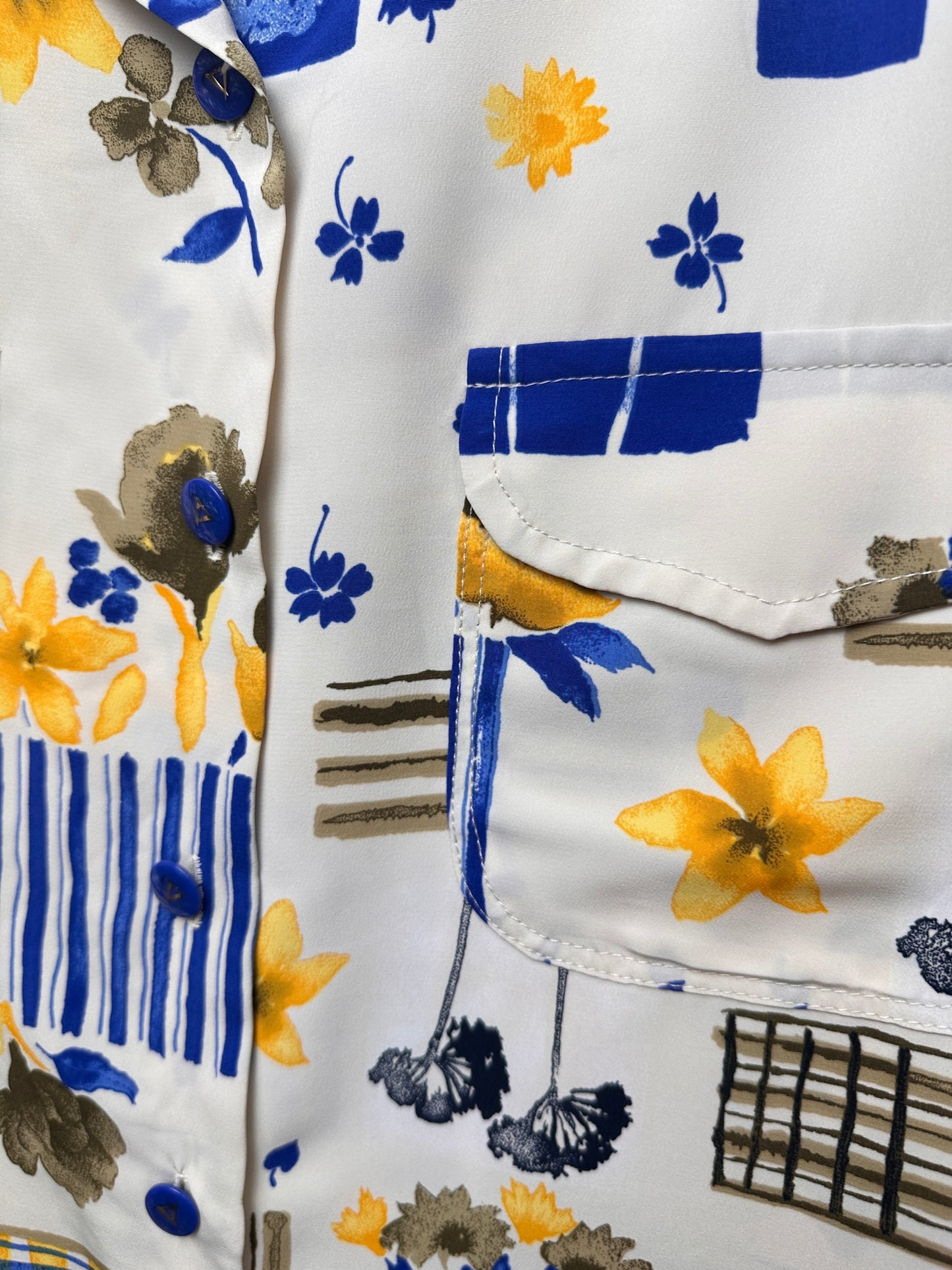 Camicia Vintage a Fantasia Floreale e Geometrica