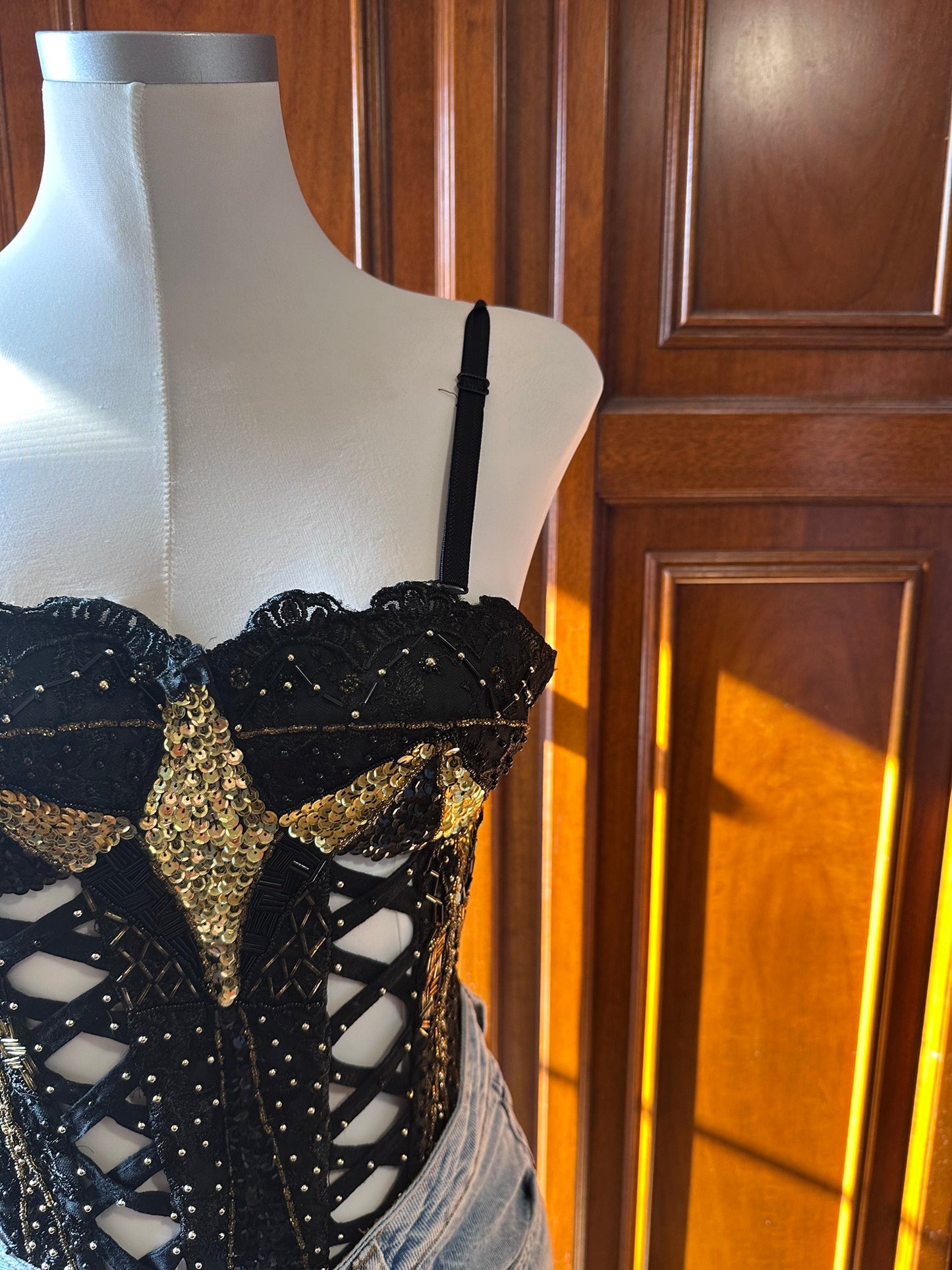 Black & Gold Beaded Corset