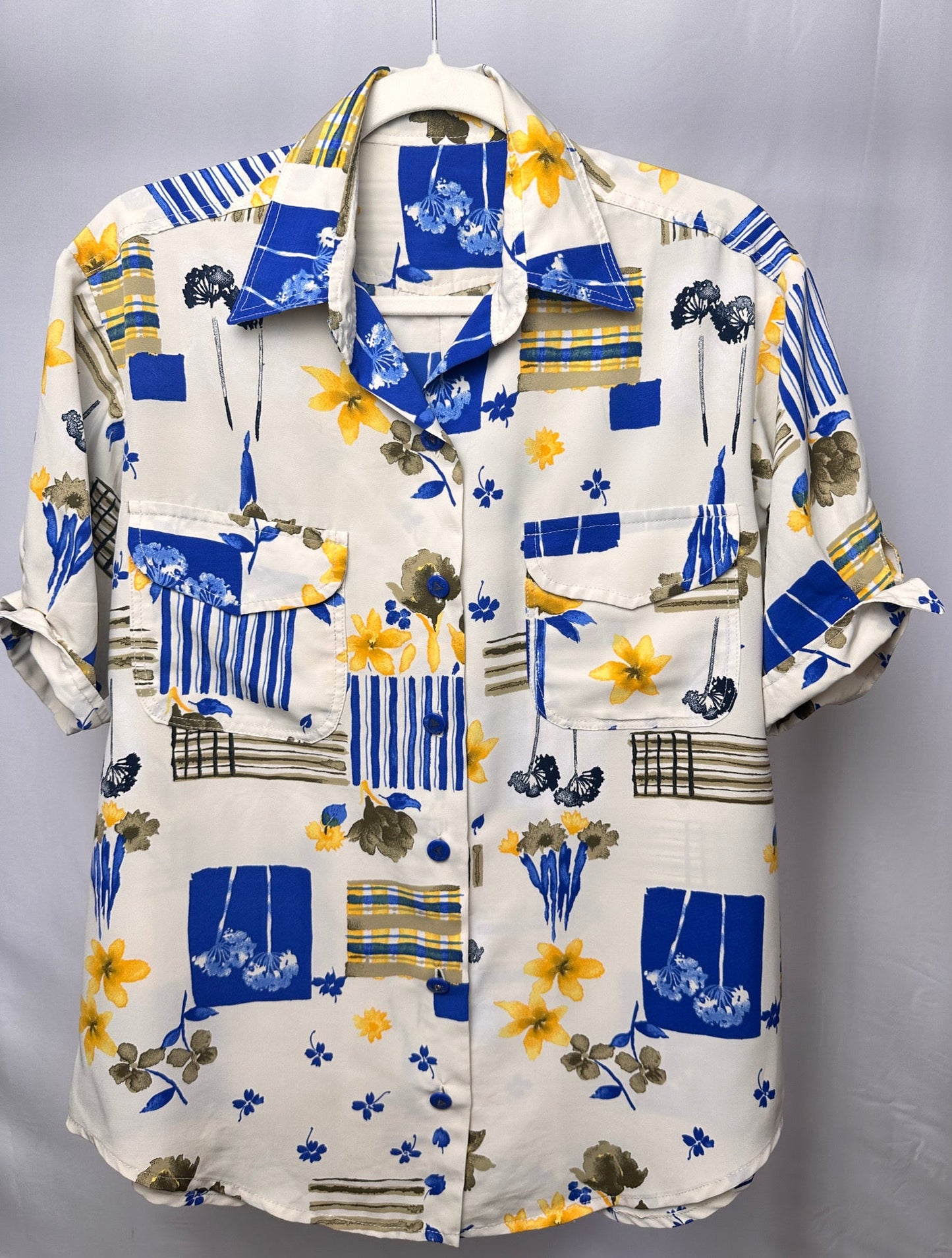 Camicia Vintage a Fantasia Floreale e Geometrica