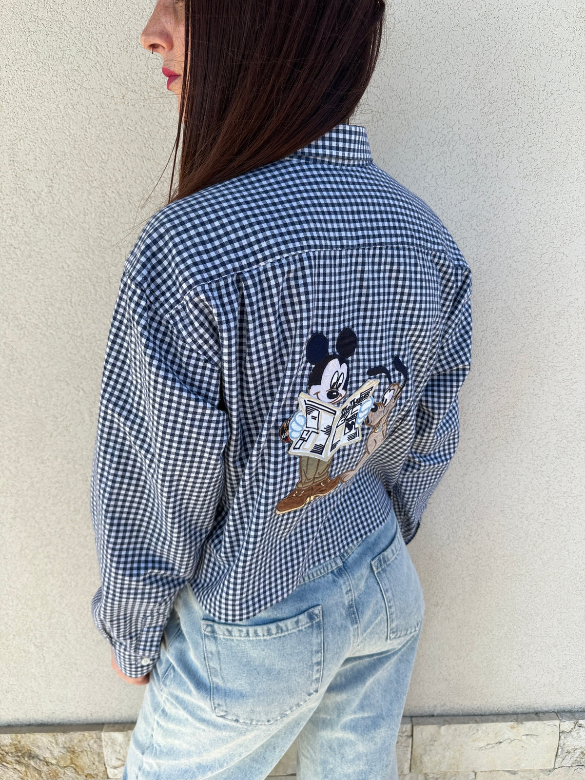 Camicia crop vichy Topolino e Pluto