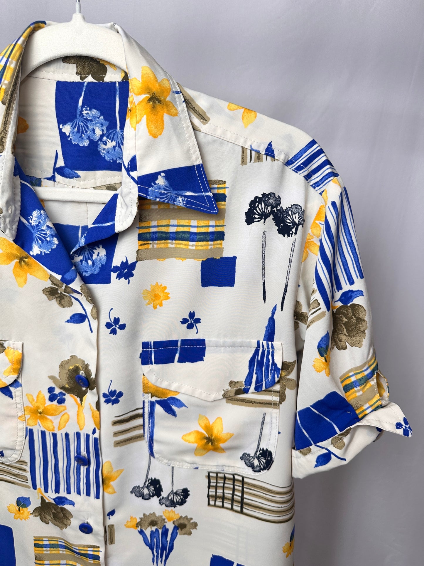 Camicia Vintage a Fantasia Floreale e Geometrica