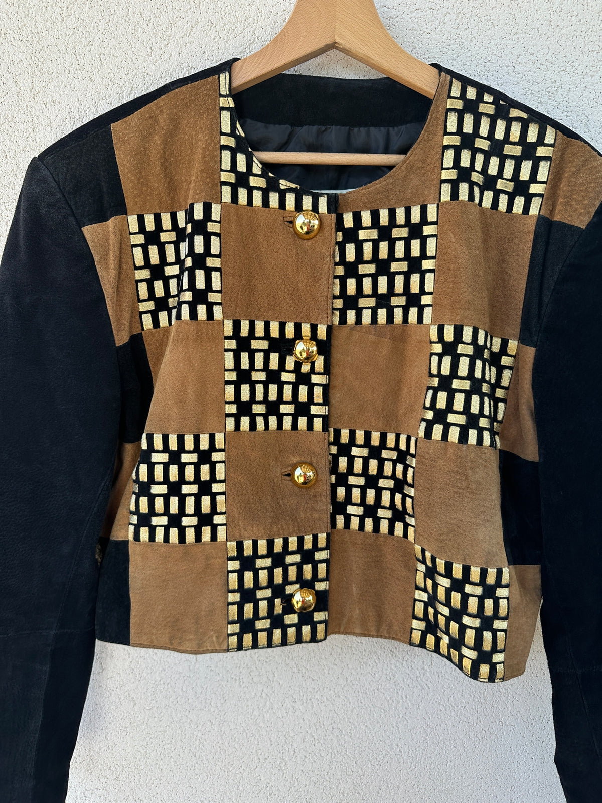Giacca patchwork in camoscio