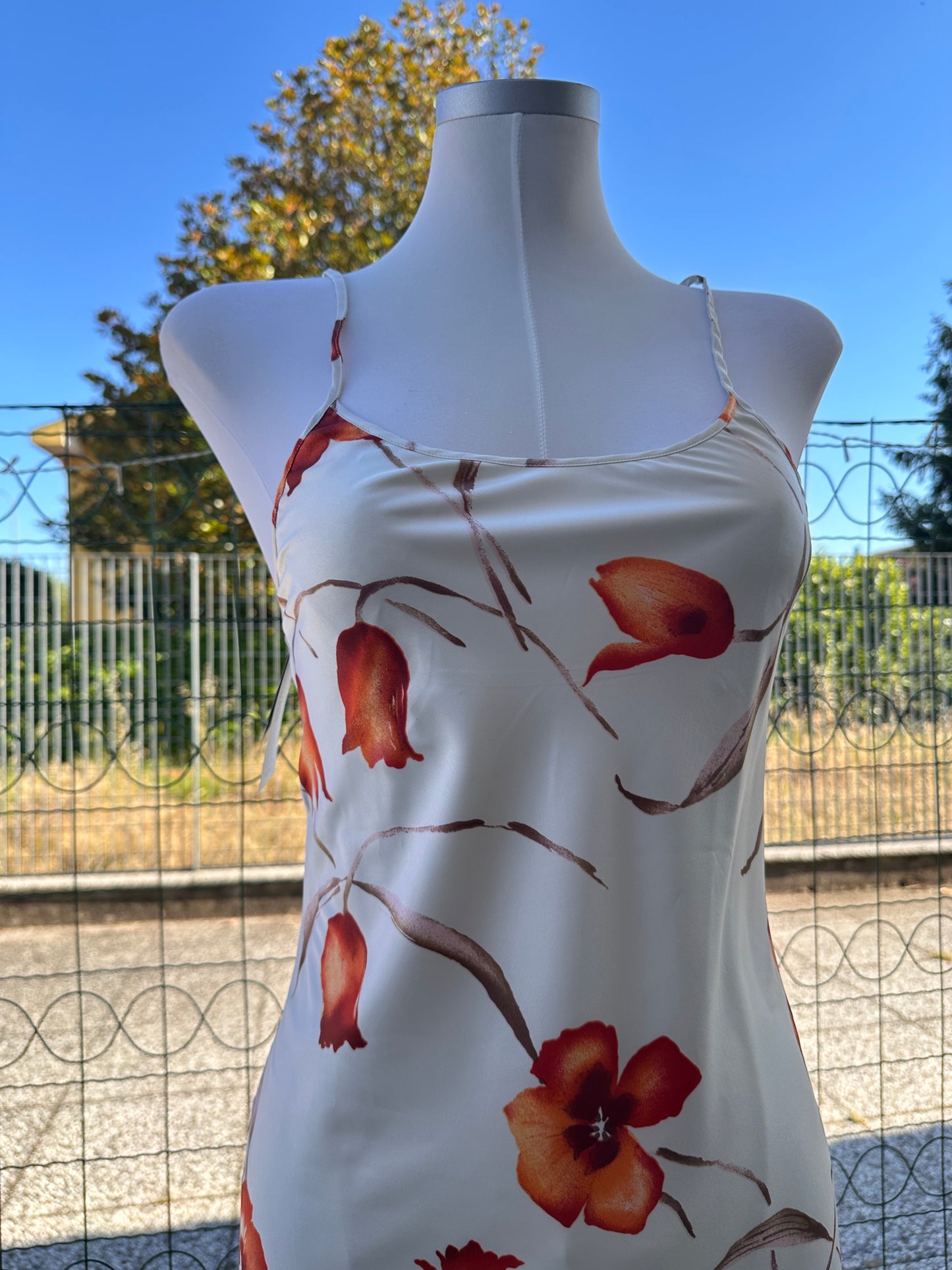 Slip dress midi a stampa floreale arancio⁠