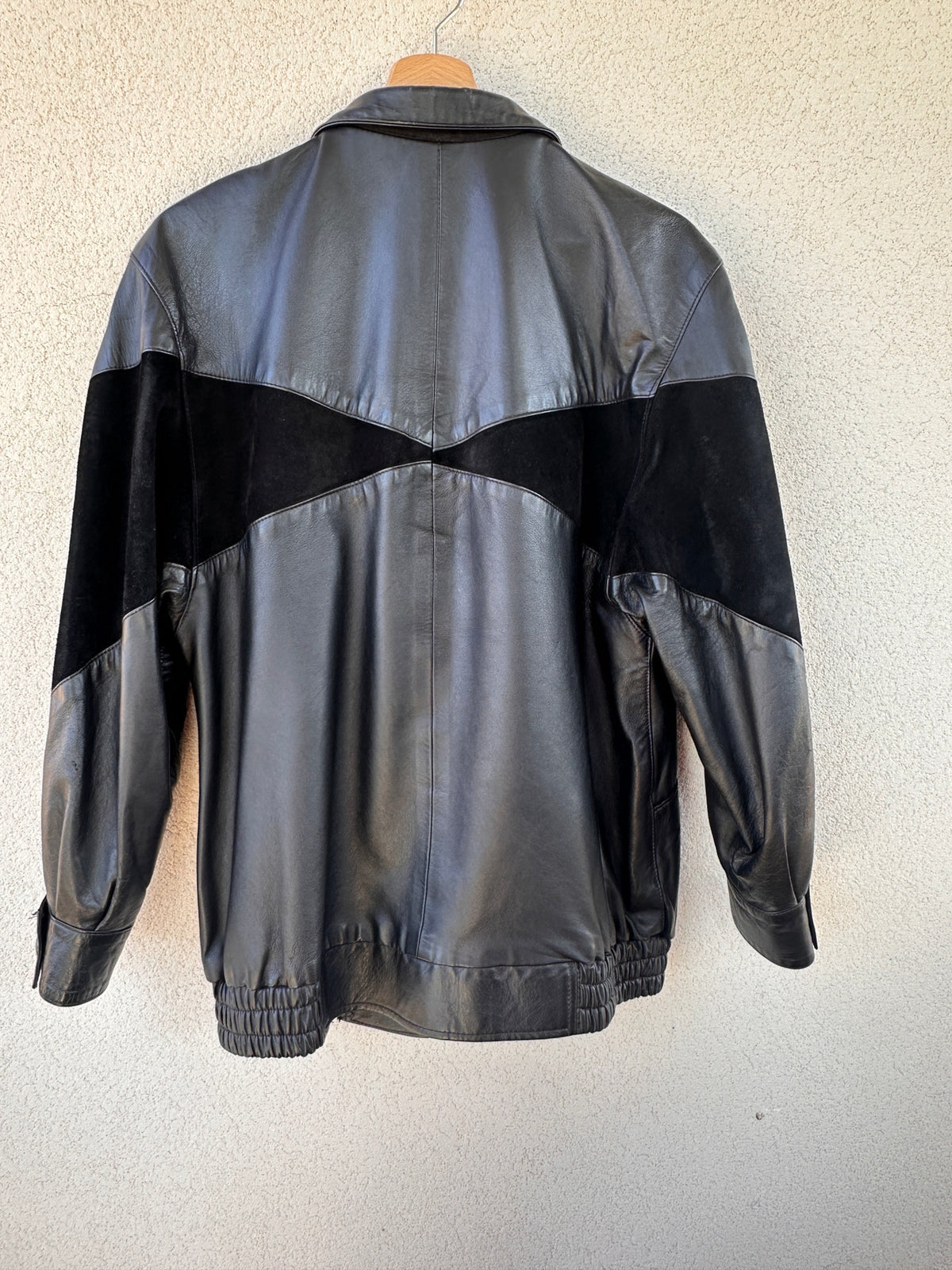 Bomber pelle fantasia geometrica