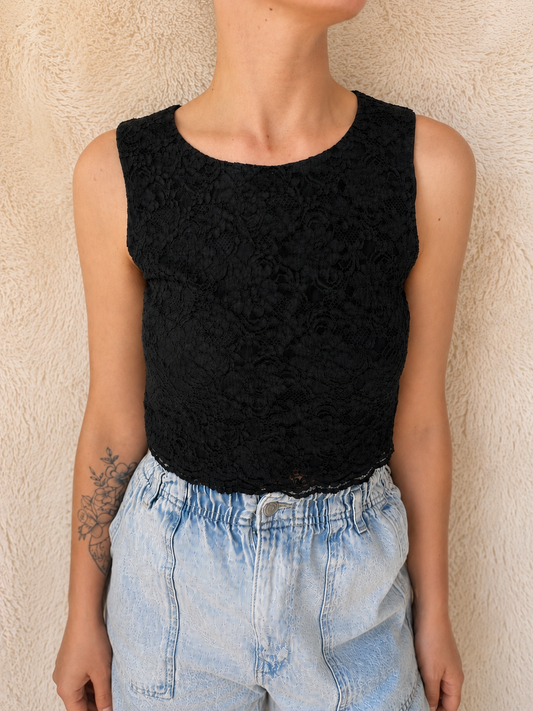 Top in Pizzo Nero Moschino