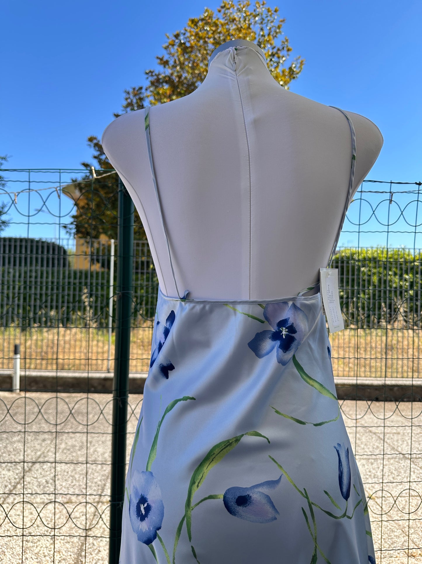 Slip dress midi a stampa floreale blu