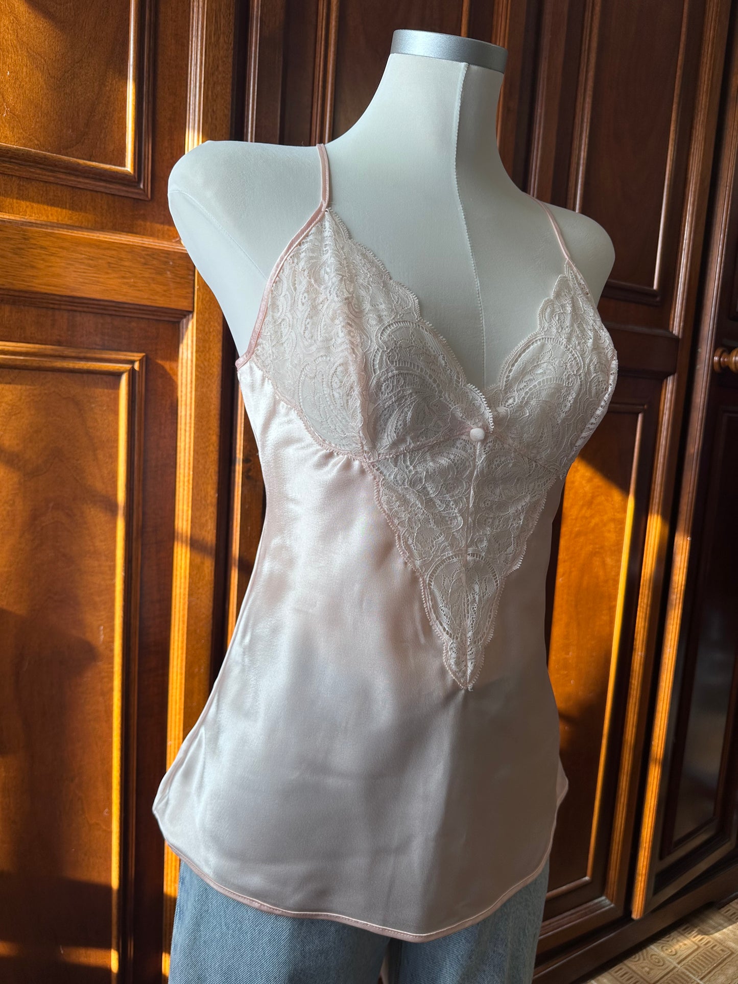 Pigiama rosa satin pizzo chantilly