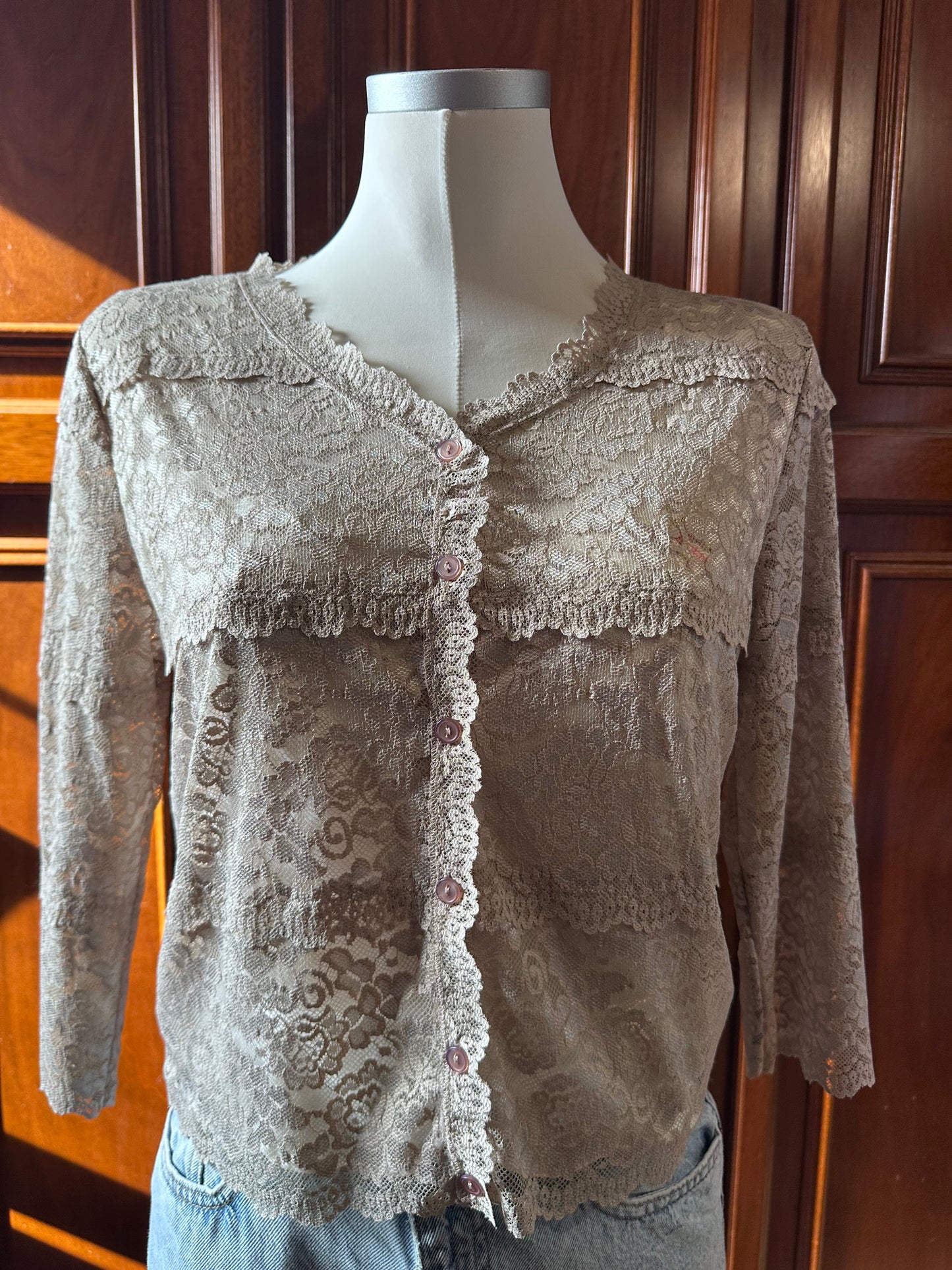 Lace cardigan sabbia