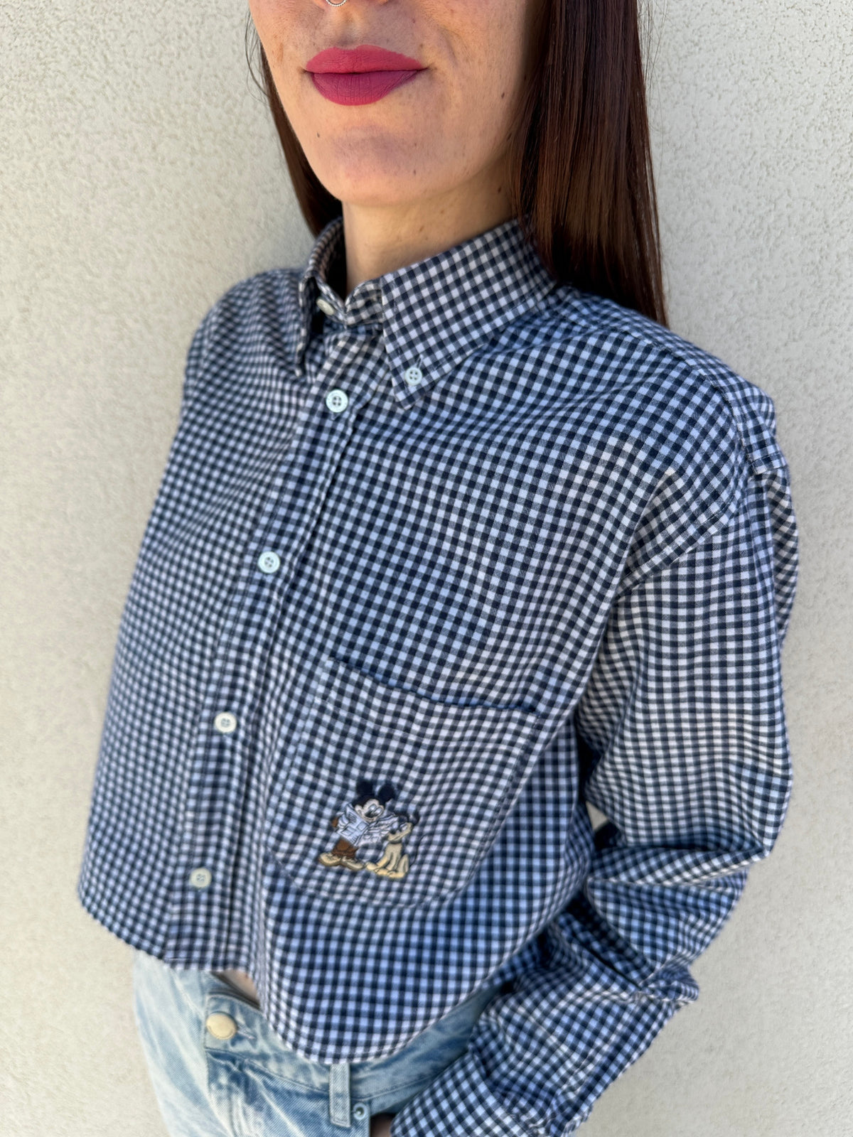 Camicia crop vichy Topolino e Pluto