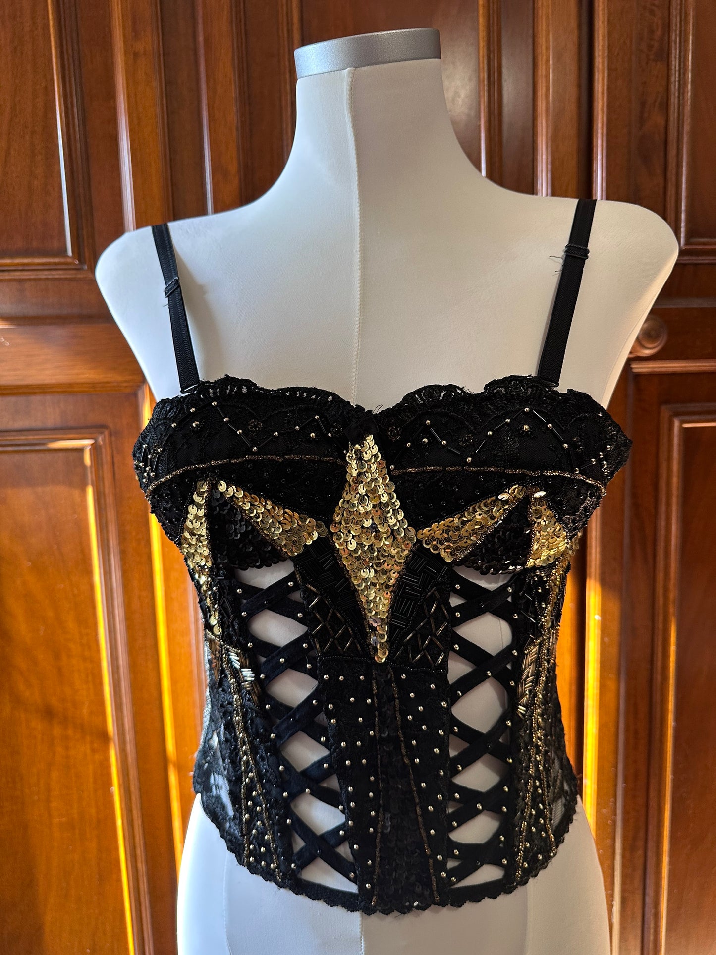 Black & Gold Beaded Corset