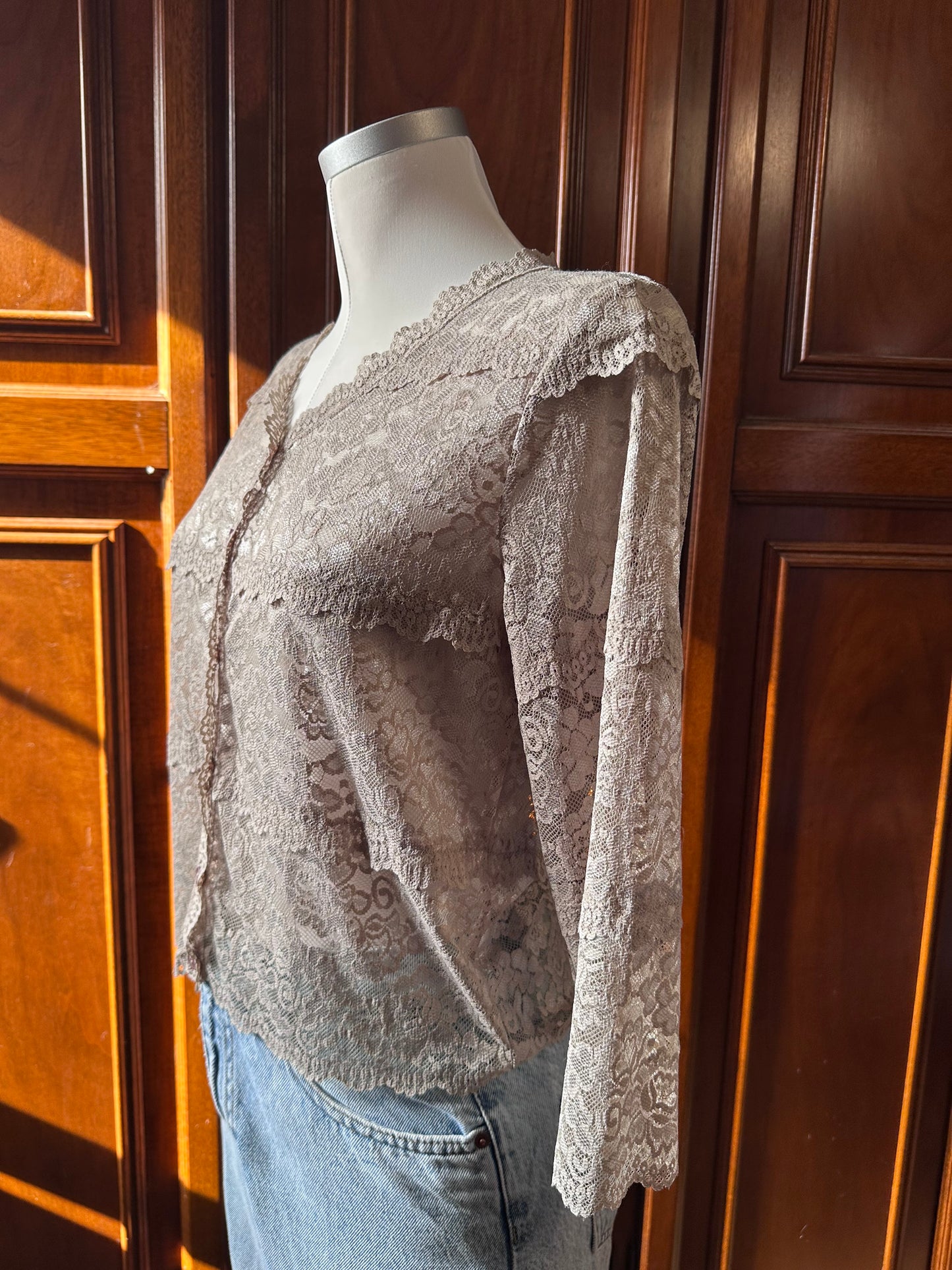 Lace cardigan sabbia