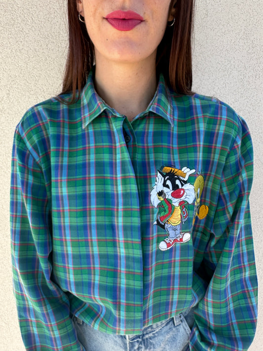 Camicia tartan Titti e Silvestro