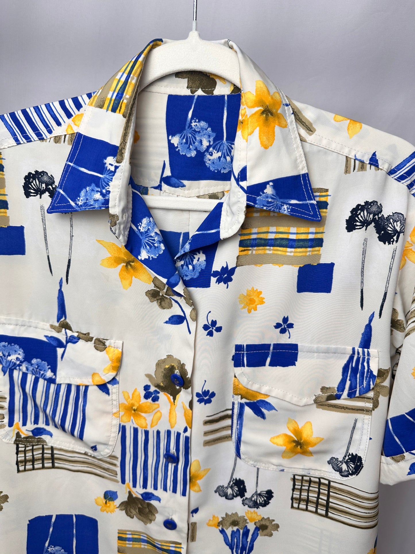 Camicia Vintage a Fantasia Floreale e Geometrica