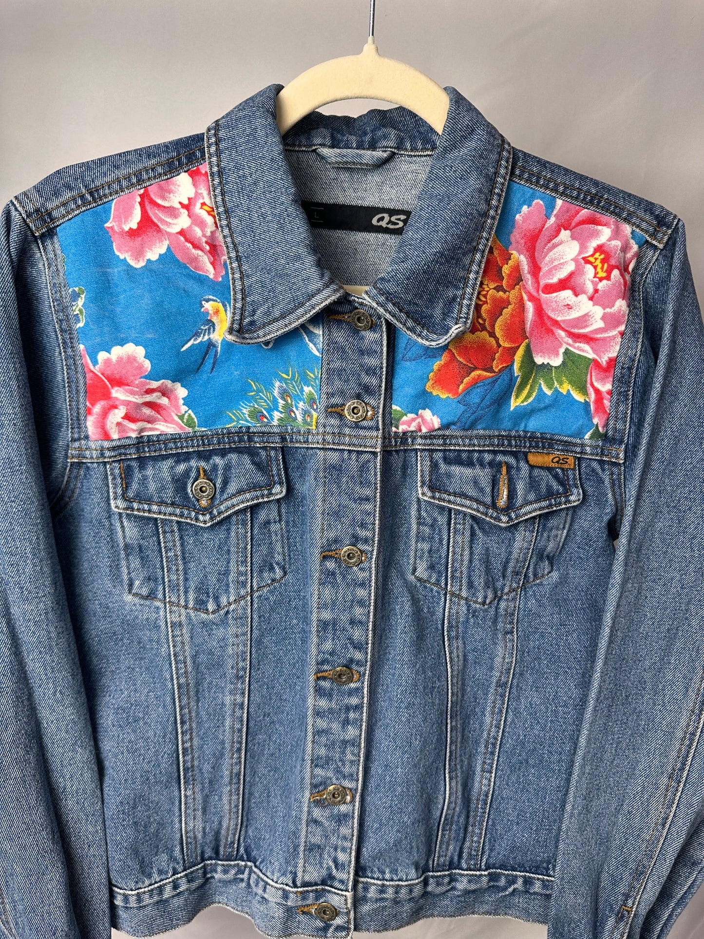 Peacock Garden – Upcycled Denim Jacket