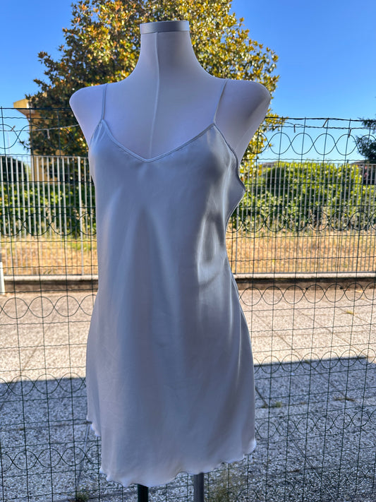 Slip dress satinato grigio perla