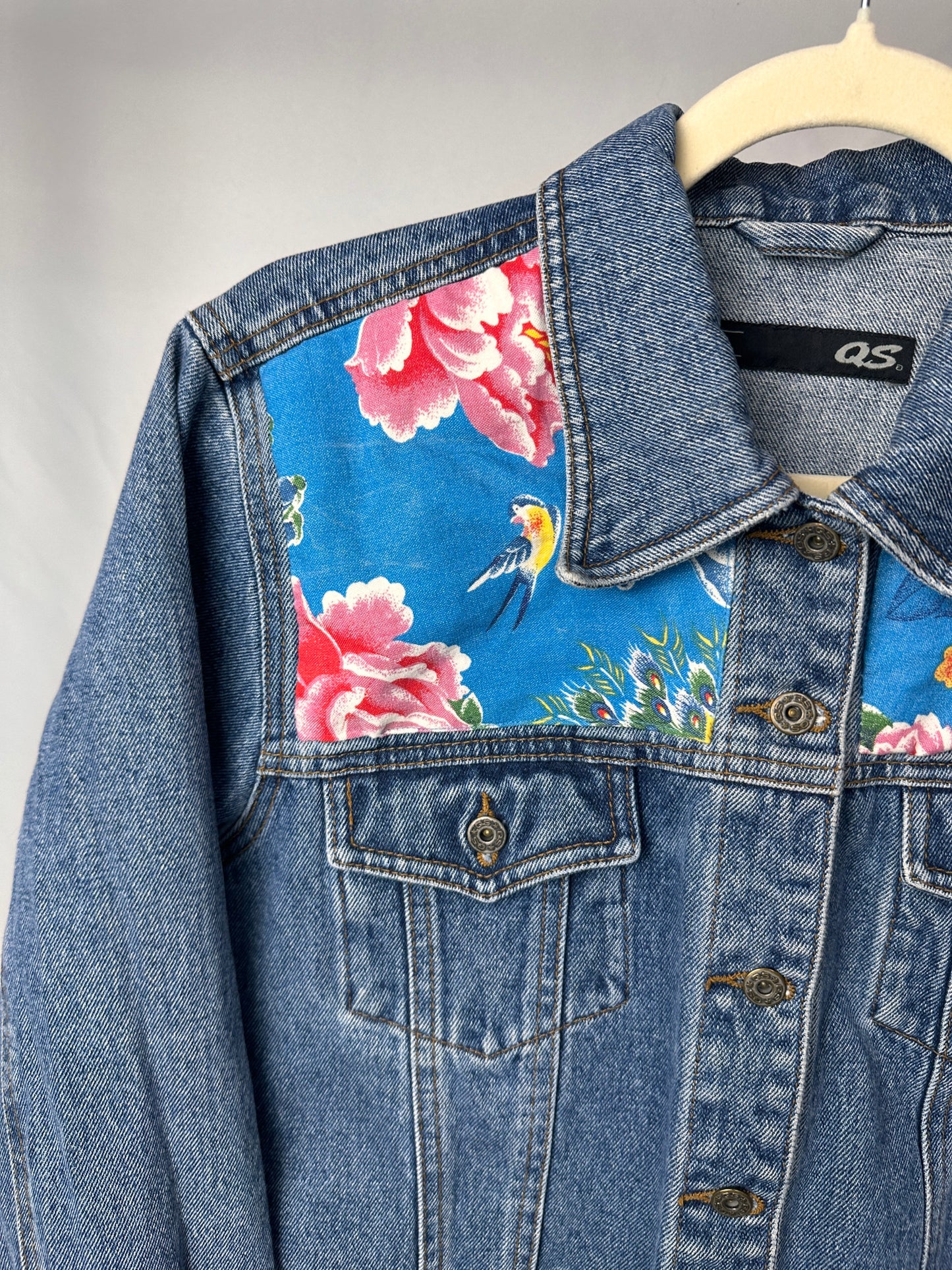 Peacock Garden – Upcycled Denim Jacket