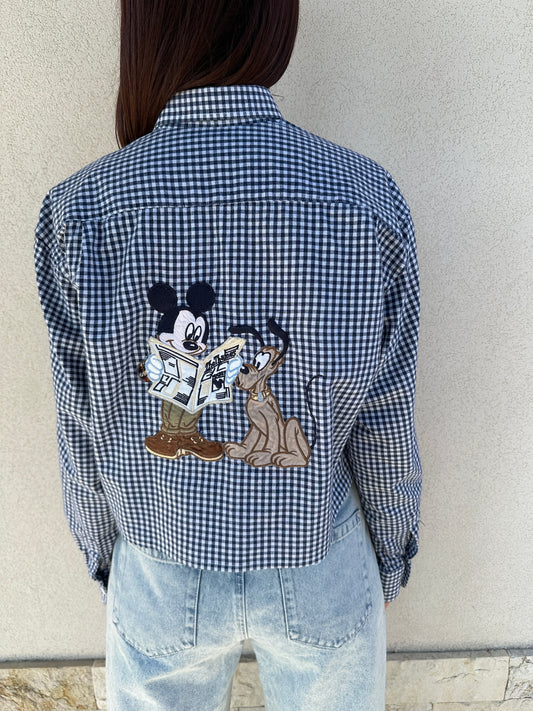 Camicia crop vichy Topolino e Pluto