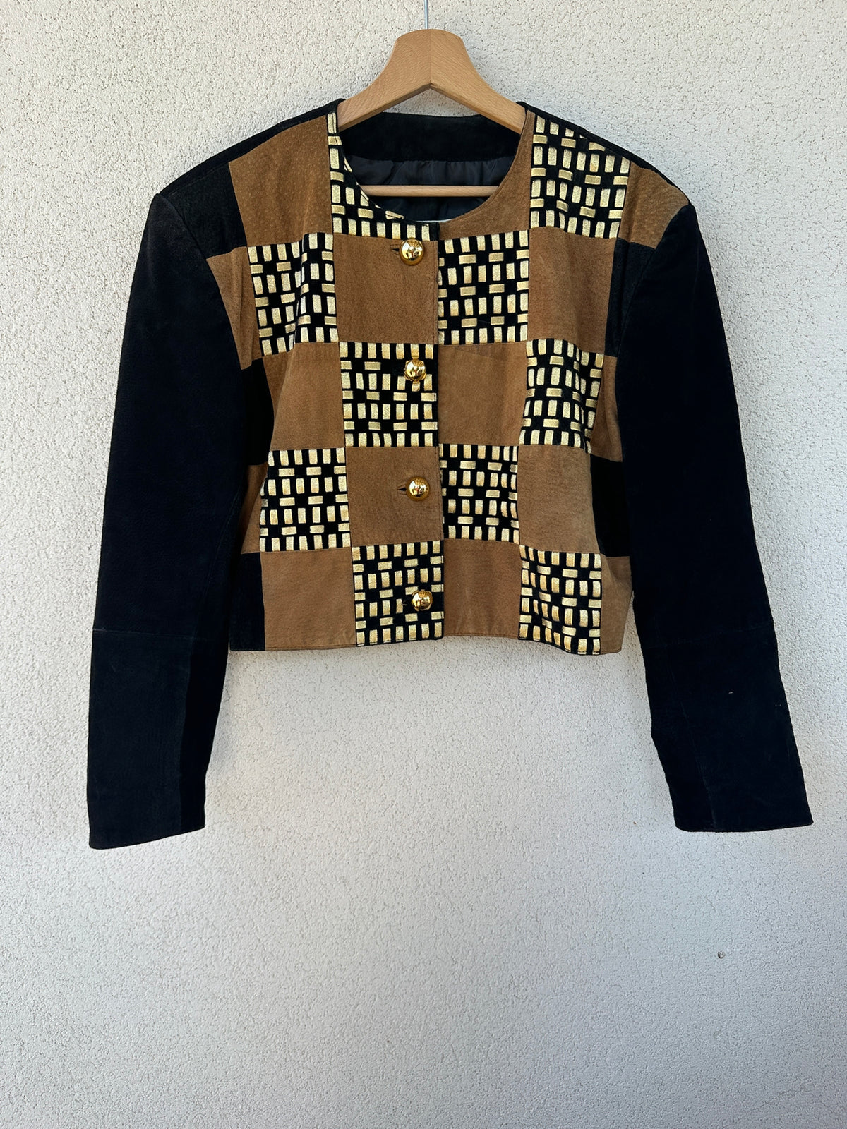 Giacca patchwork in camoscio