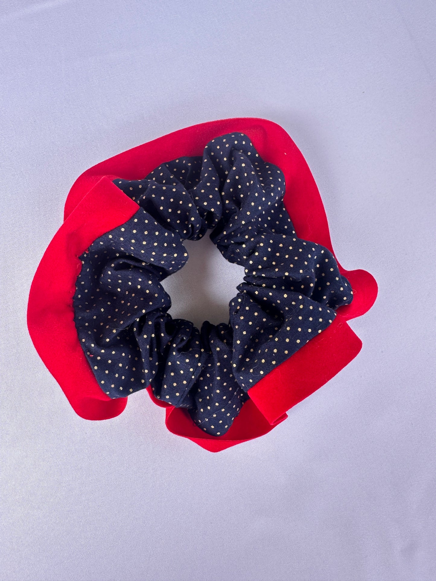 Scrunchie in Cotone a Pois con bordo in velluto