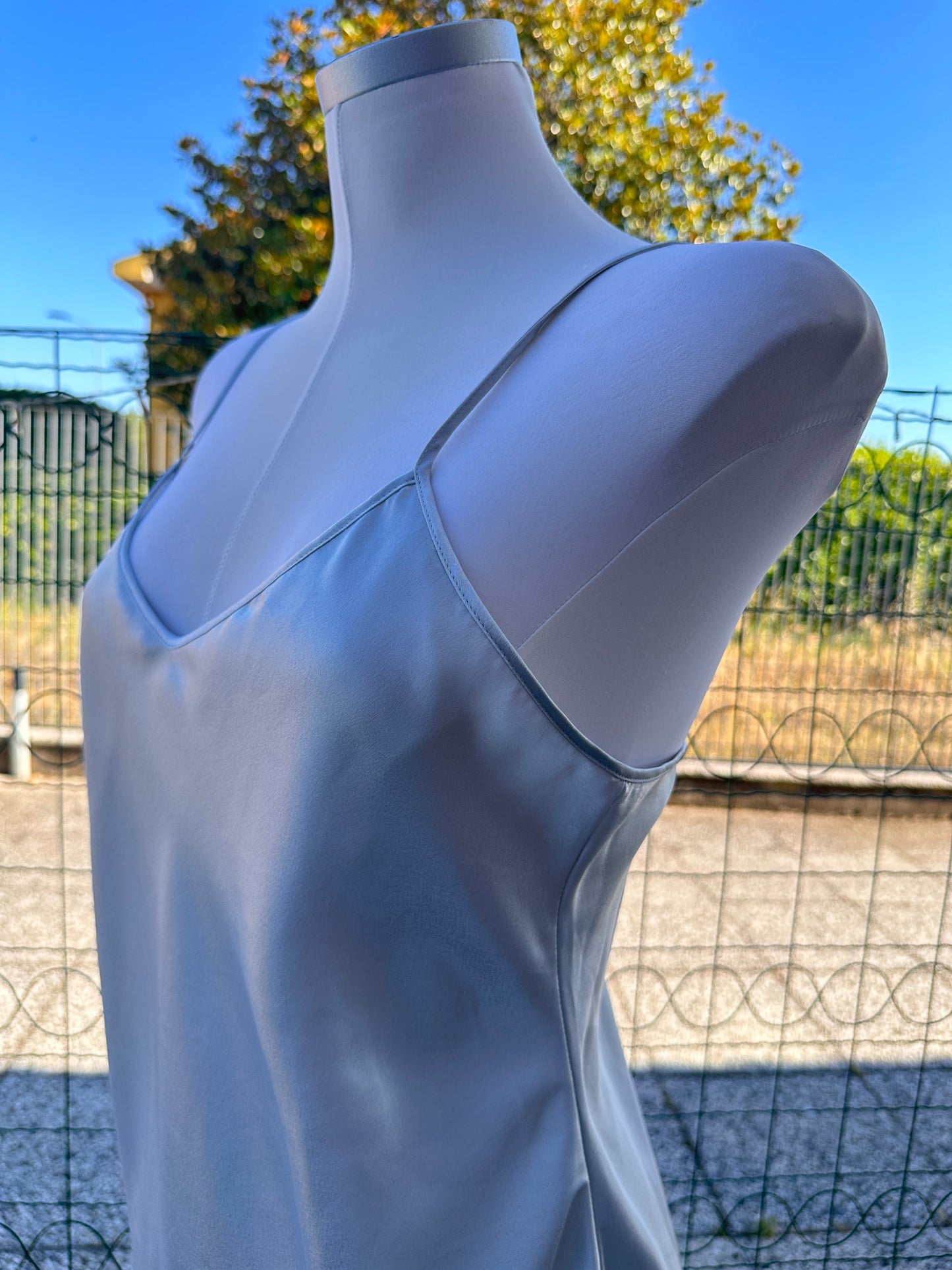 Slip dress satinato grigio perla