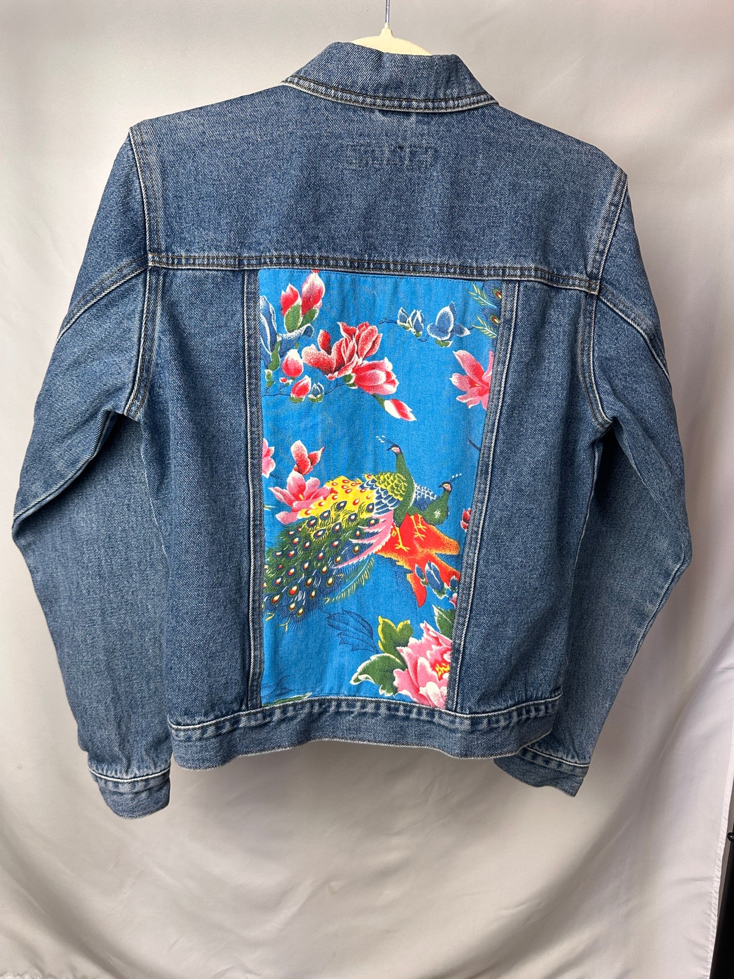 Peacock Garden – Upcycled Denim Jacket
