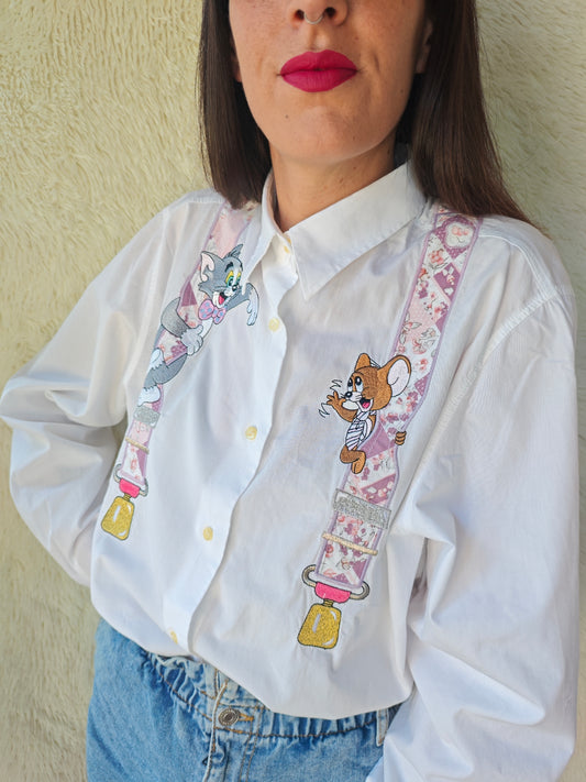 Camicia Tom & Jerry con bretelle disegnate
