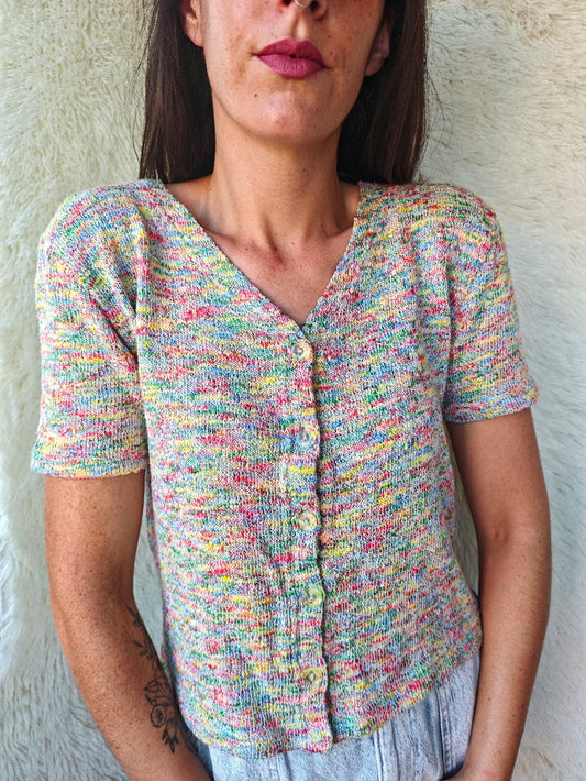Cardigan multicolor in maglia leggera