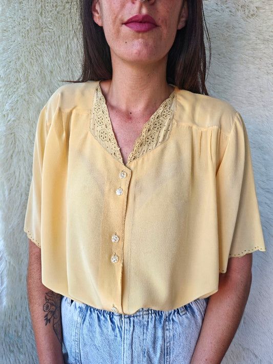Blusa seta giallo pastello
