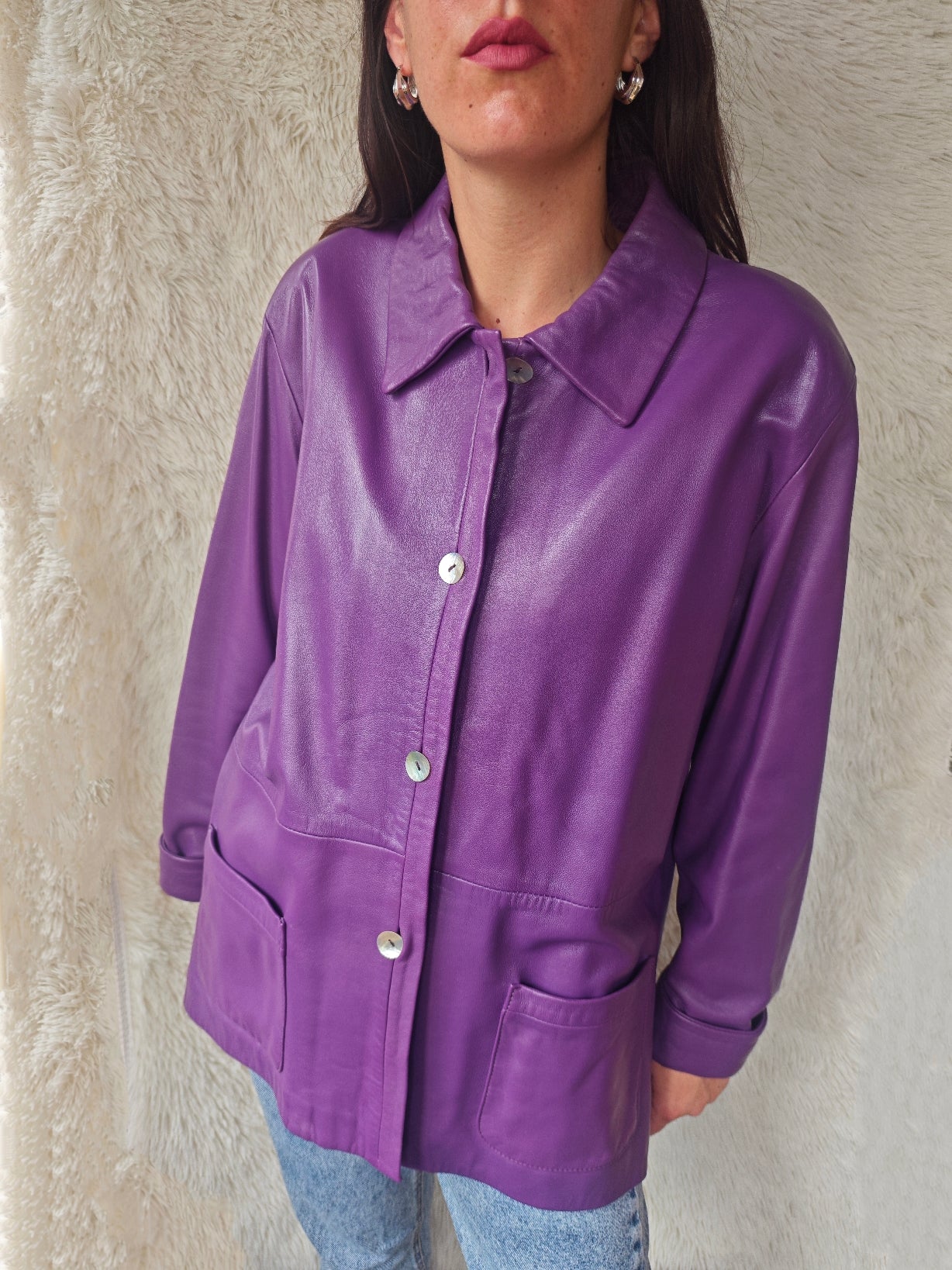 Giacca pelle viola '90