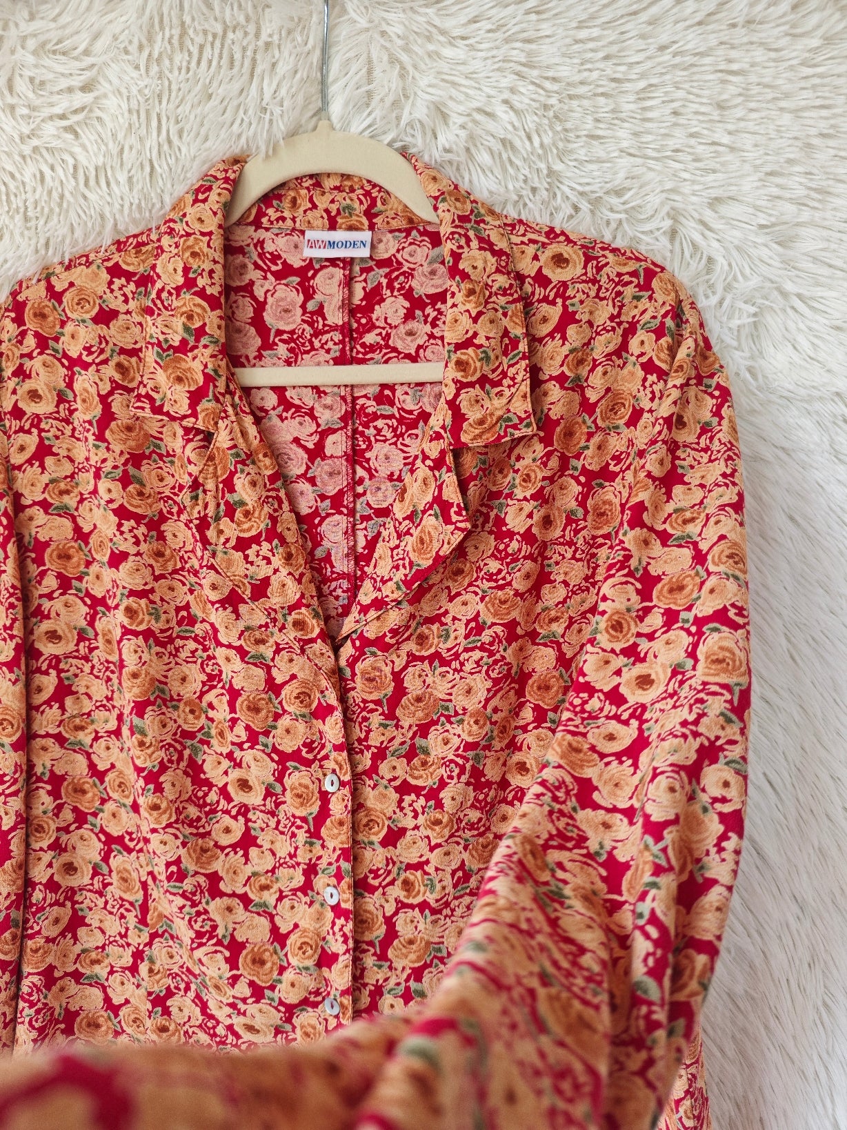 Camicia floreale rosso/arancio