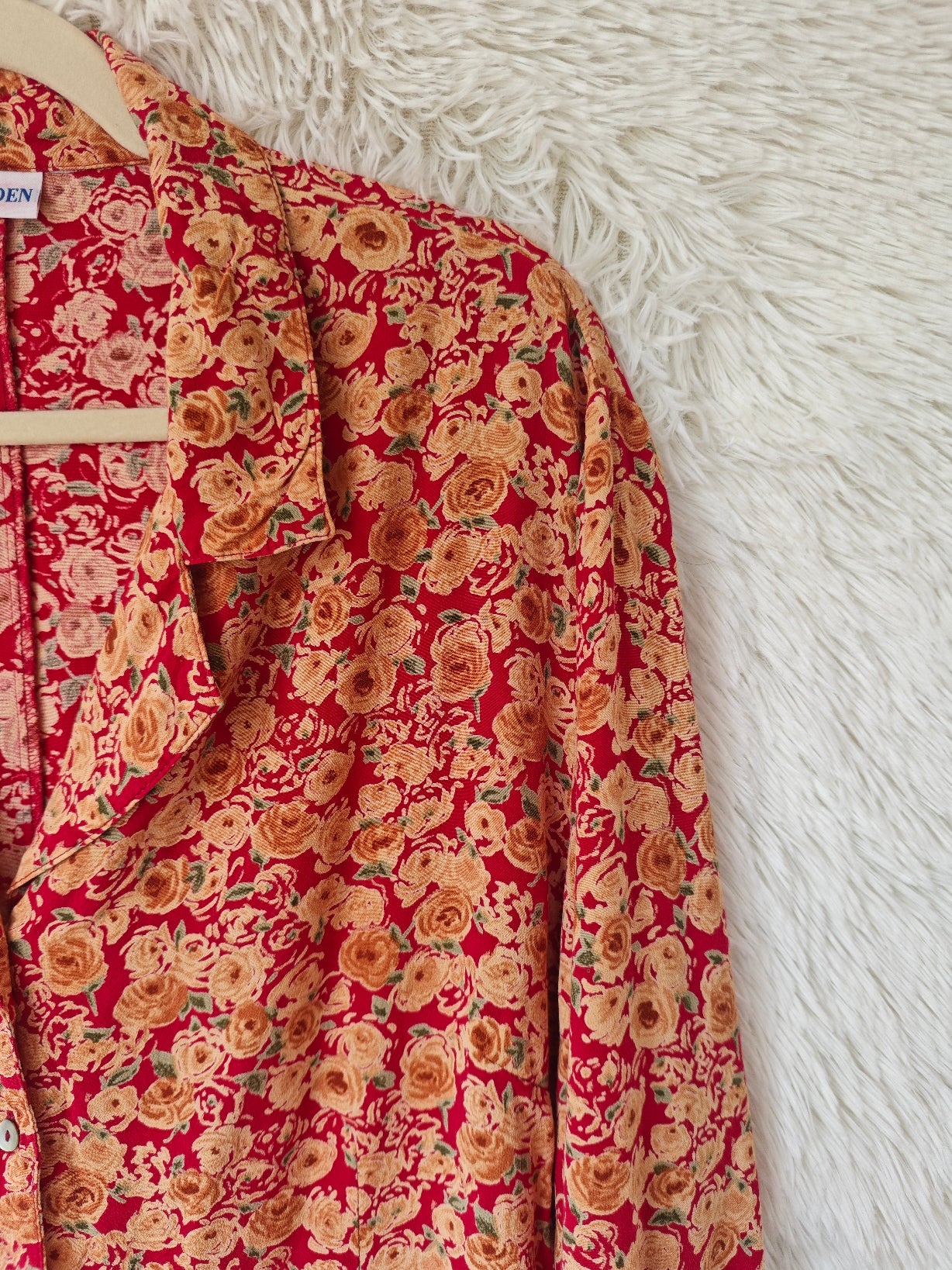 Camicia floreale rosso/arancio