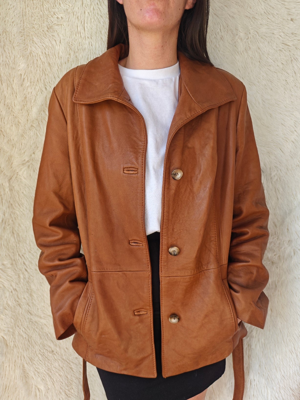 Giacca pelle caramello