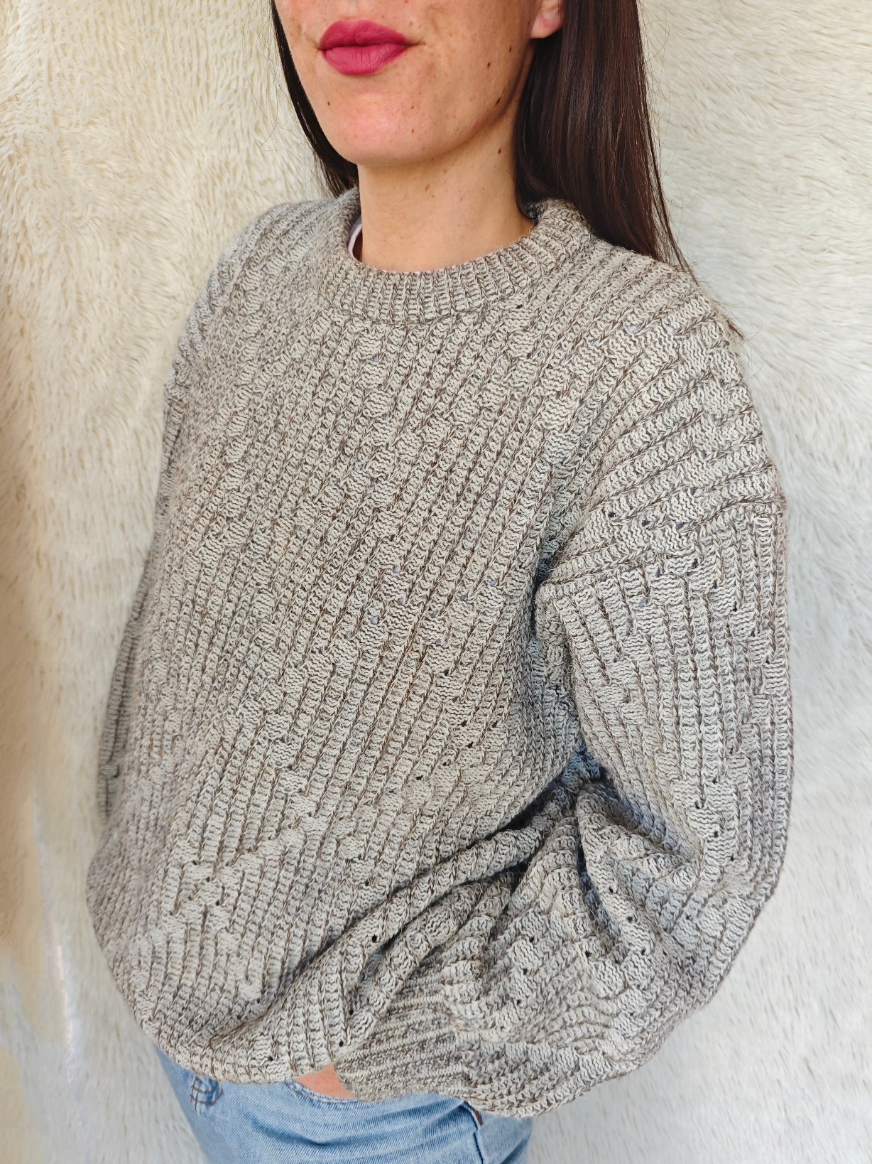 Maglione intrecciato beige