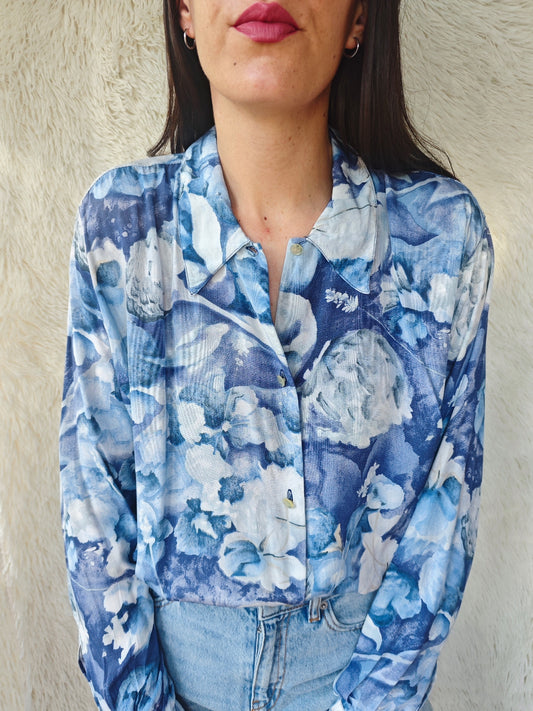 Camicia floreale blu