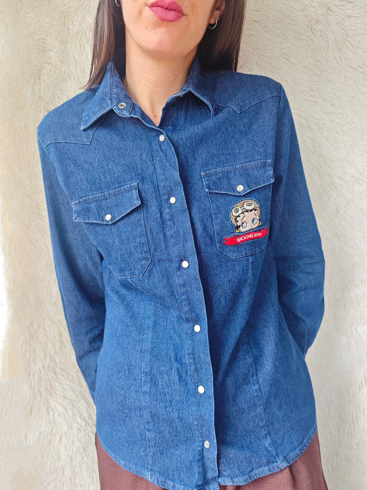 Camicia denim Betty boop biker