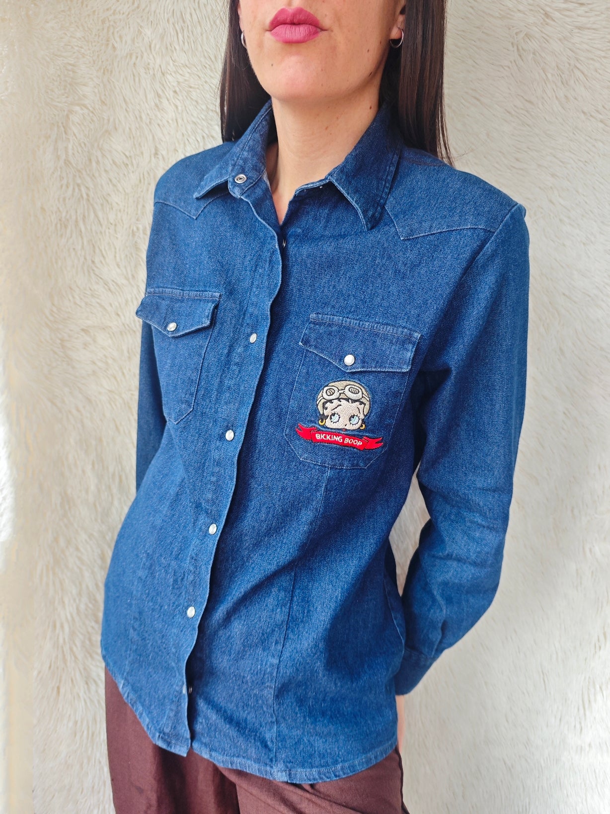 Camicia denim Betty boop biker