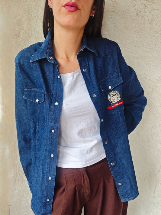 Camicia denim Betty boop biker