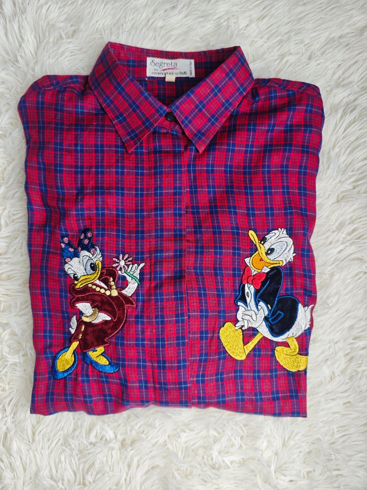 Camicia a quadri paperino e paperina