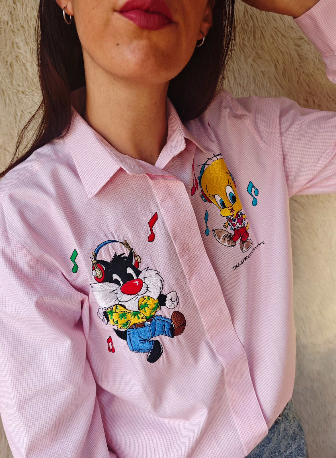 Camicia Titti e Silvestro hawaiani